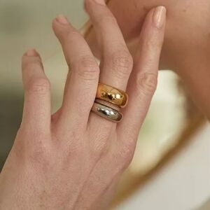 Soko 24K Gold-Plated Mixed Metal Stacking Rings 2 Piece Set - NWT✨️